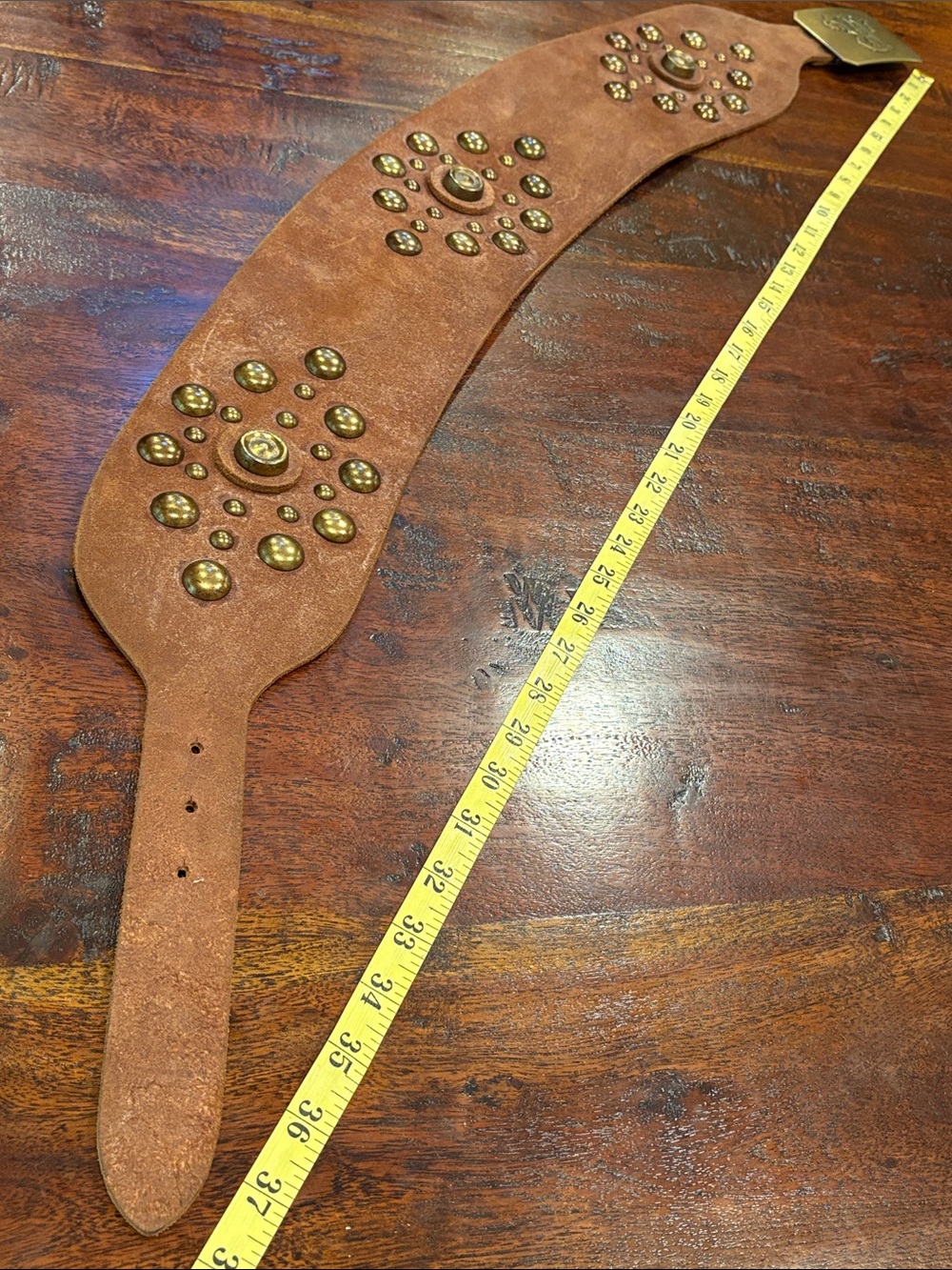 Vintage Ralph Lauren Suede Leather Wide Studded Corset Belt Distressed Brown M - Picture 13 of 15